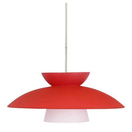 Besa Lighting Trilo 15 Cord Pendant, Red Matte, Satin Nickel Finish, 1x9W LED 1JT-451331-LED-SN